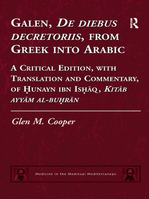 cover image of Galen, De diebus decretoriis, from Greek into Arabic